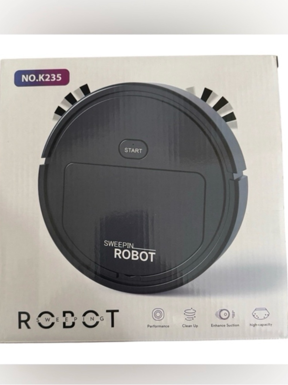 Gray Sweeping Robot - Automated Floor Cleaner